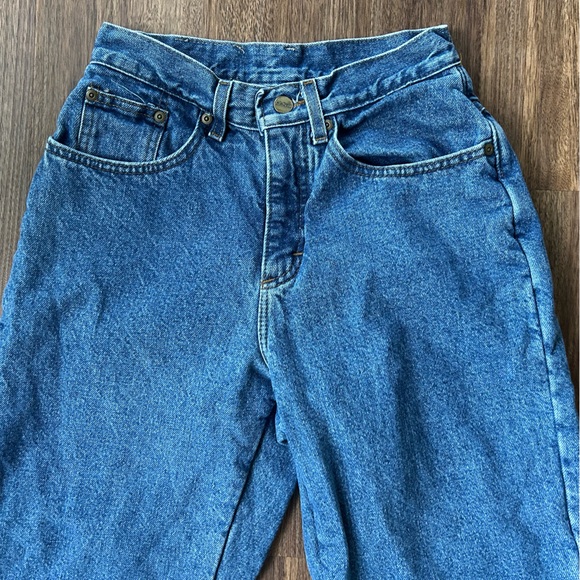 VINTAGE LL BEAN 90s Flannel Lined High Rise Winter Jeans Workwear Utility Sz 4P - Picture 6 of 16